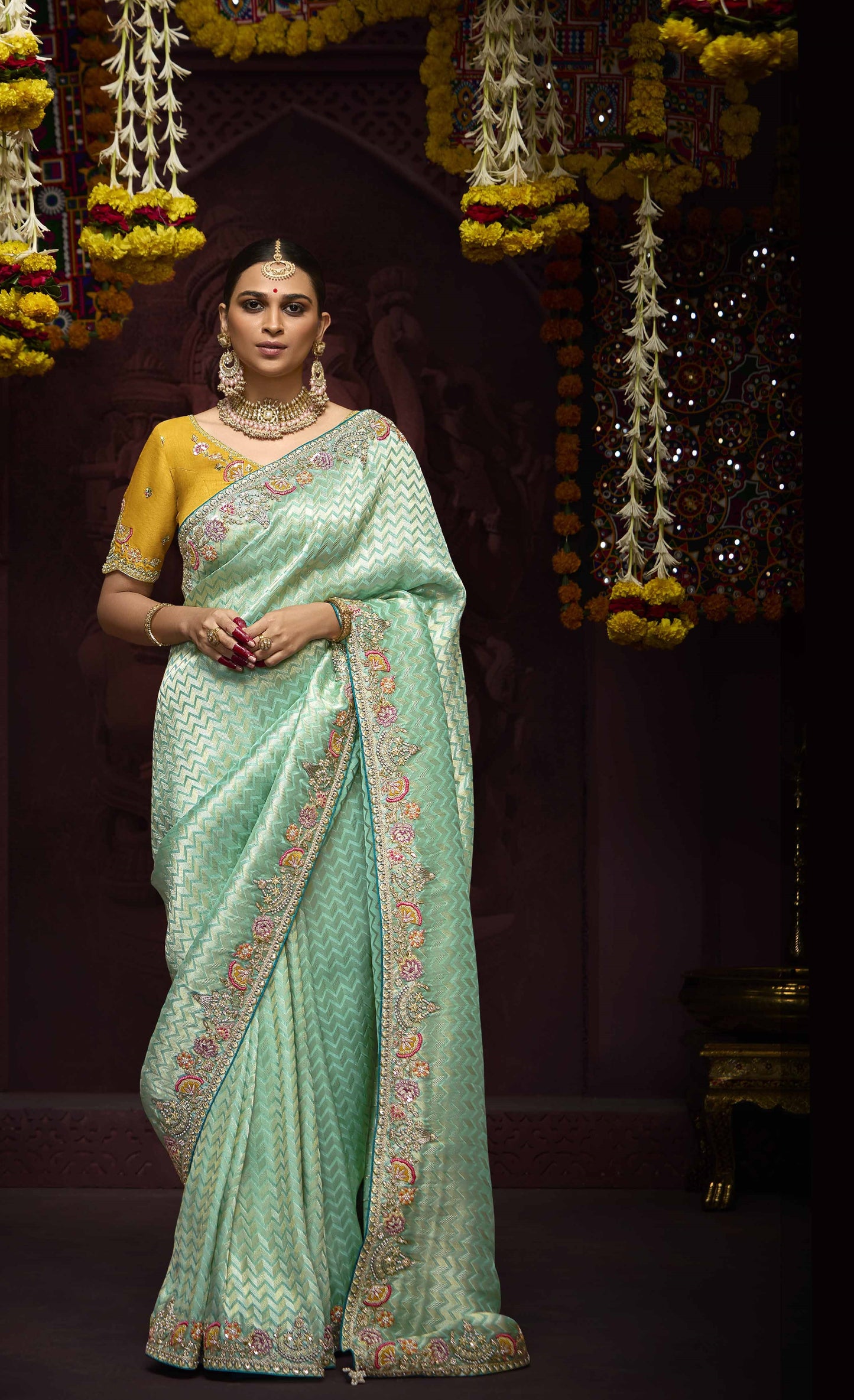 Pure Banarasi Kanjivaram Saree with Heavy Work Border – Timeless Elegance for Every Occasion