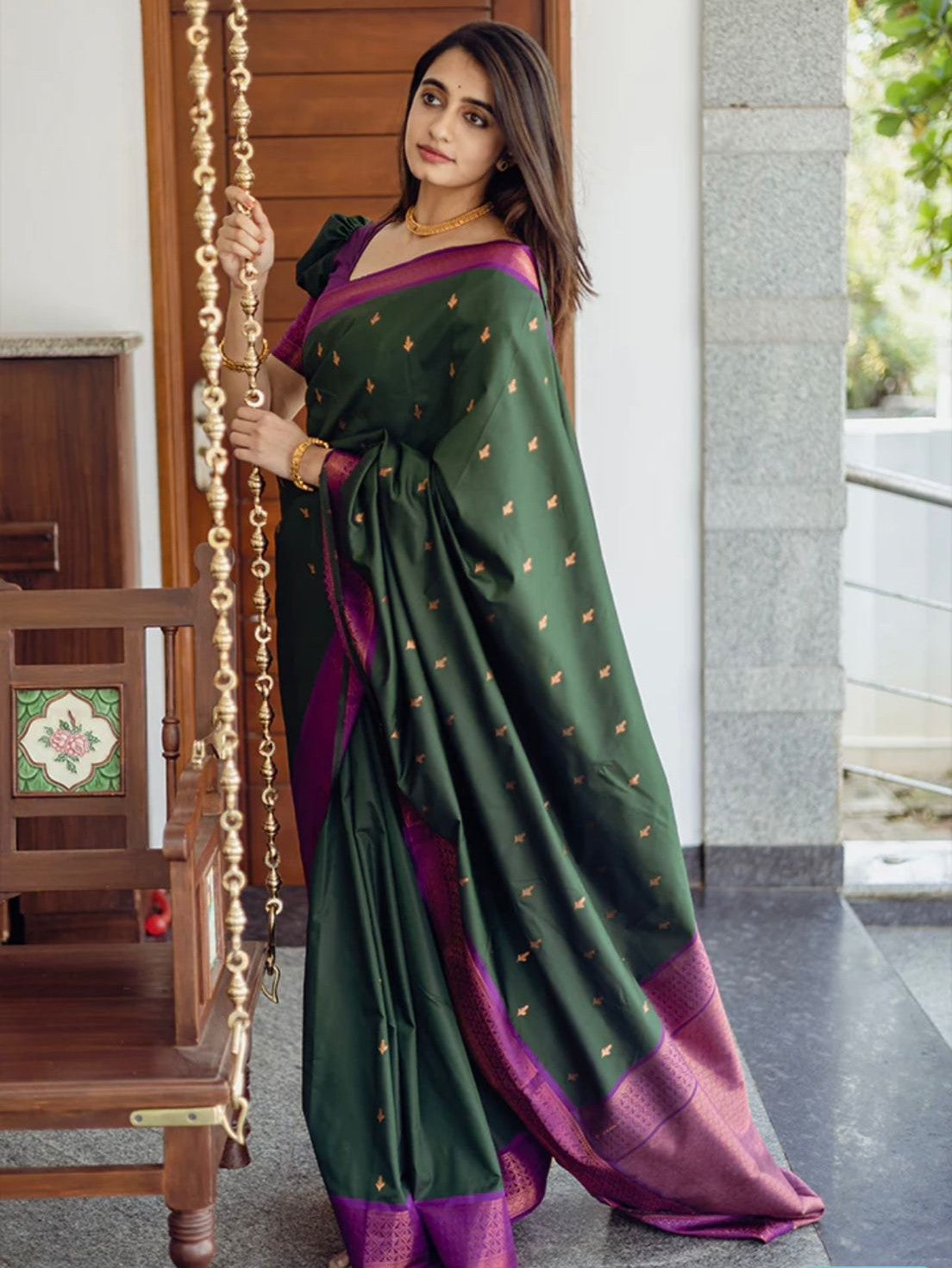 Semi Silk Kanjeevaram Elegant Design Saree