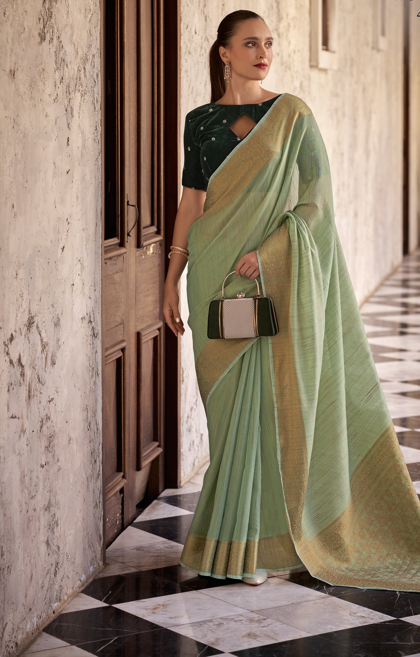 Unveiling the Grace of Tissue Linen Saree A Perfect Blend of Tradition & Elegance