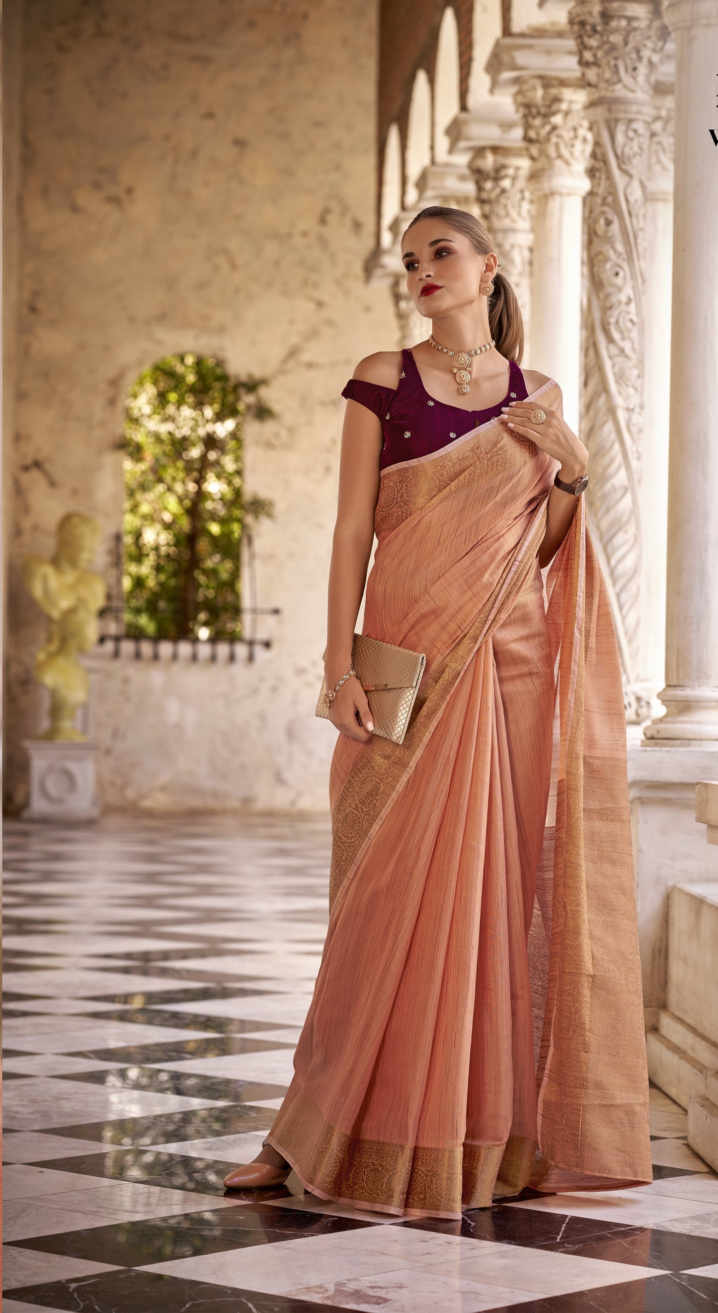 Unveiling the Grace of Tissue Linen Saree A Perfect Blend of Tradition & Elegance