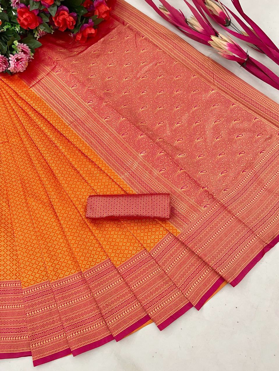 Semi Silk Kanjeevaram Elegant Design Saree