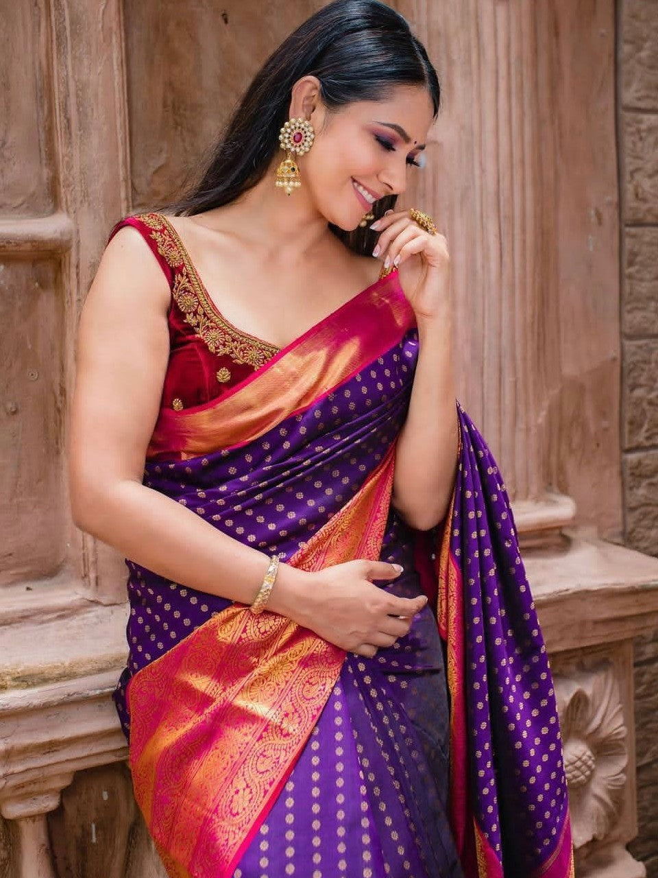 Semi Silk Kanjeevaram Elegant Design Saree
