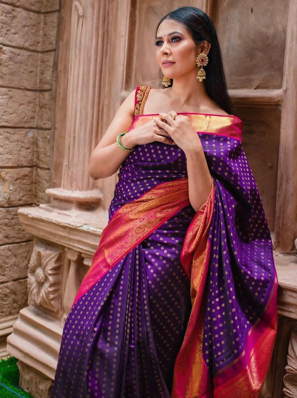 Semi Silk Kanjeevaram Elegant Design Saree