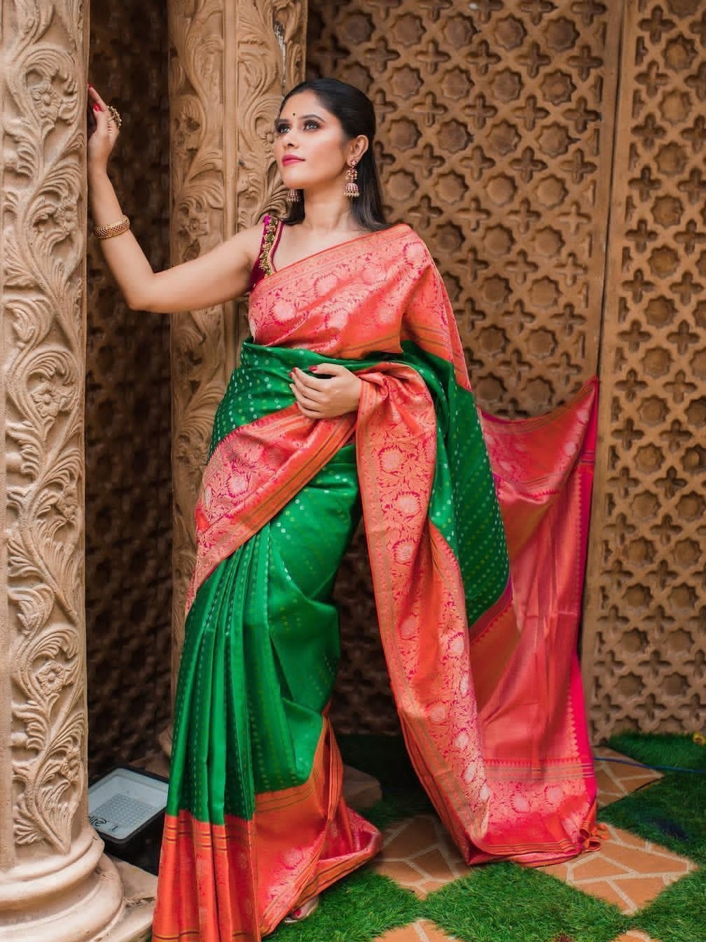 Semi Silk Kanjeevaram Elegant Design Saree