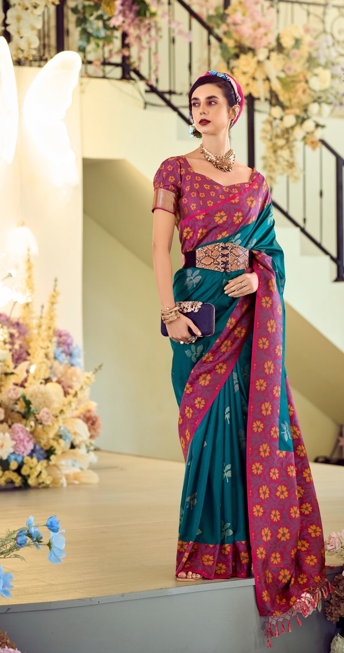 Buy Elegant Soft Silk Saree with Ikkat Border A Perfect Fusion of Tradition & Style