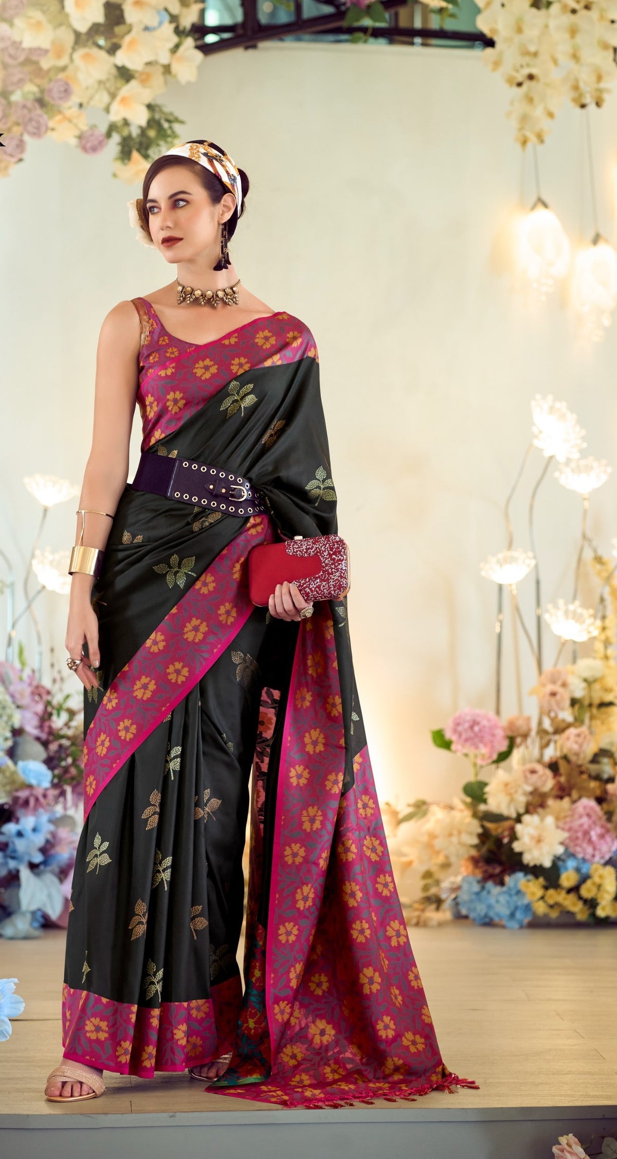 Buy Elegant Soft Silk Saree with Ikkat Border A Perfect Fusion of Tradition & Style