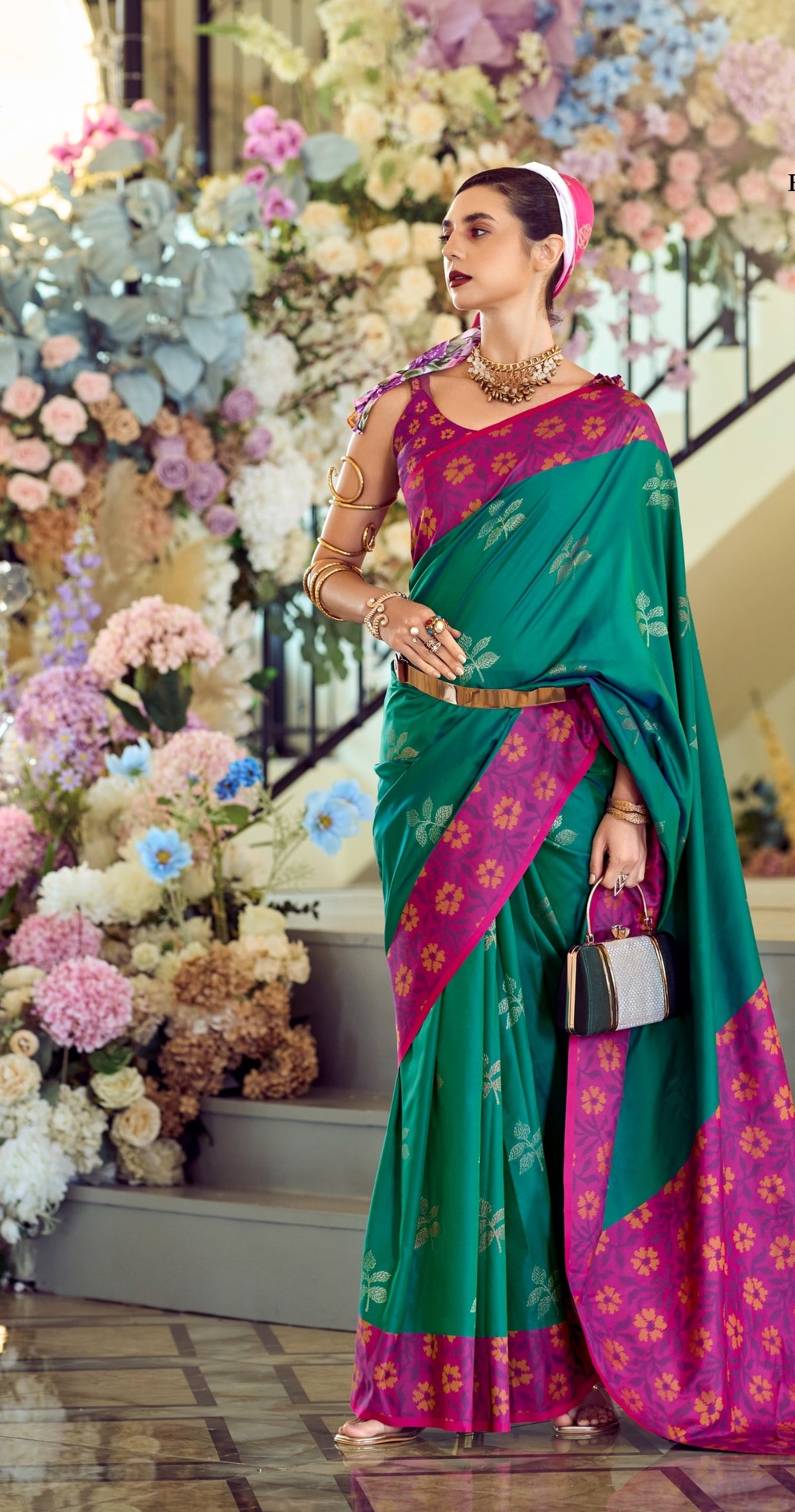 Buy Elegant Soft Silk Saree with Ikkat Border A Perfect Fusion of Tradition & Style