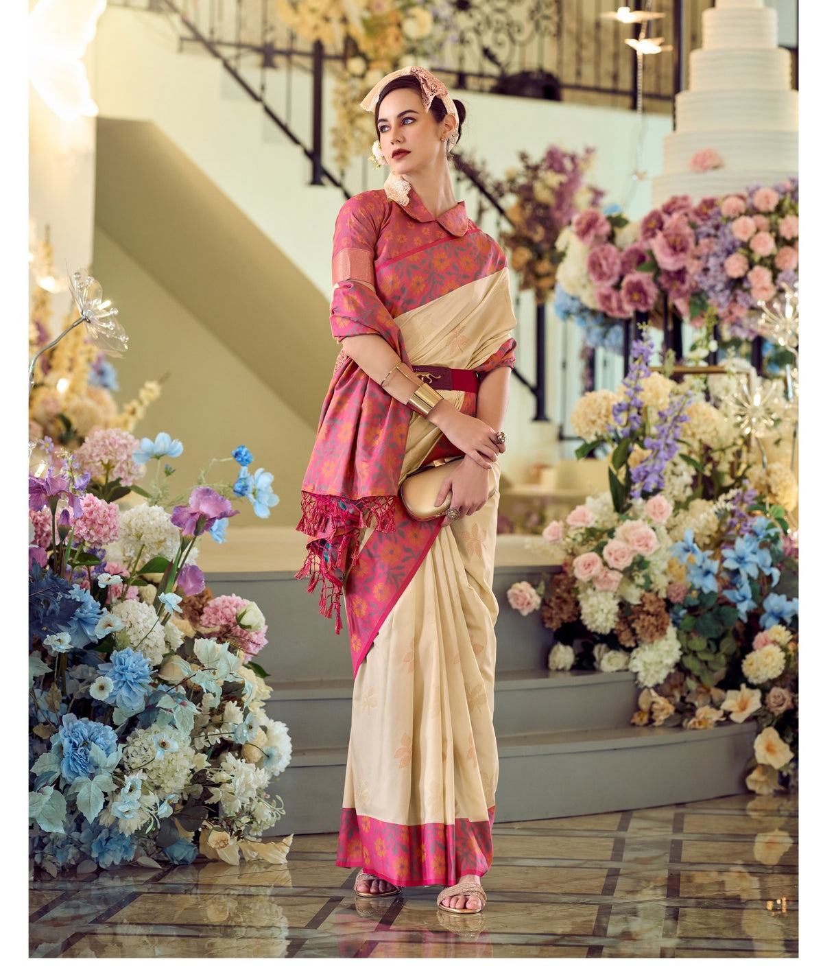 Buy Elegant Soft Silk Saree with Ikkat Border A Perfect Fusion of Tradition & Style