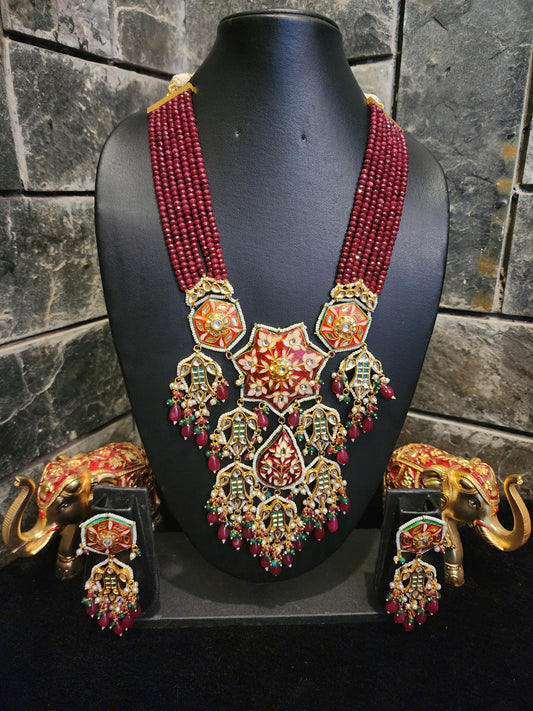 Red Enameled Designer Beaded Set