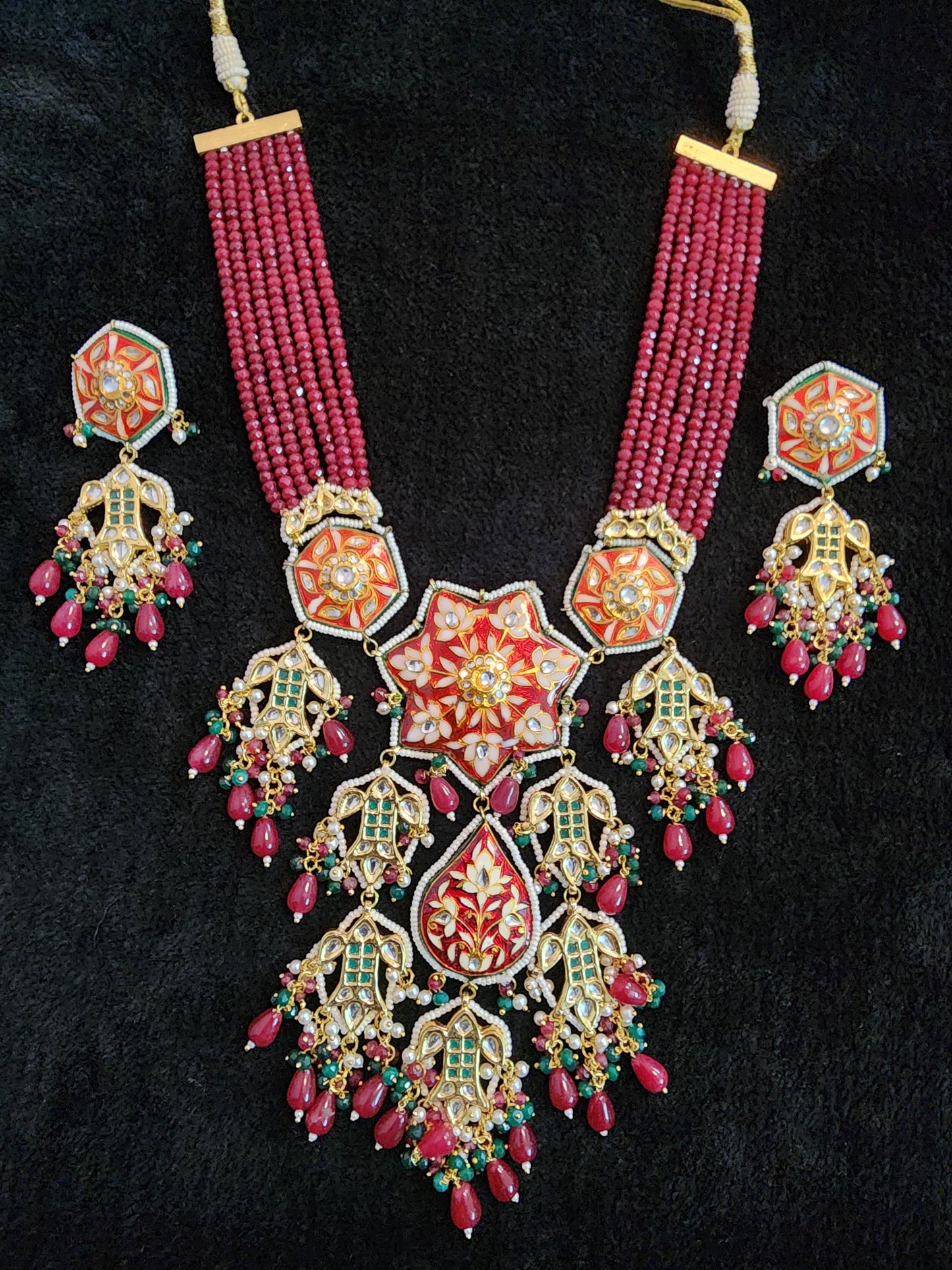 Red Enameled Designer Beaded Set