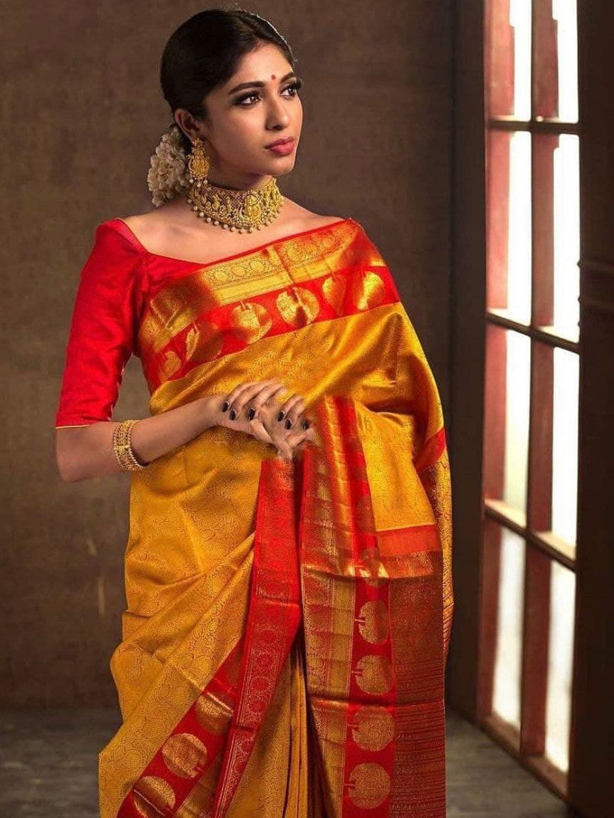 Semi Silk Kanjeevaram Elegant Design Saree