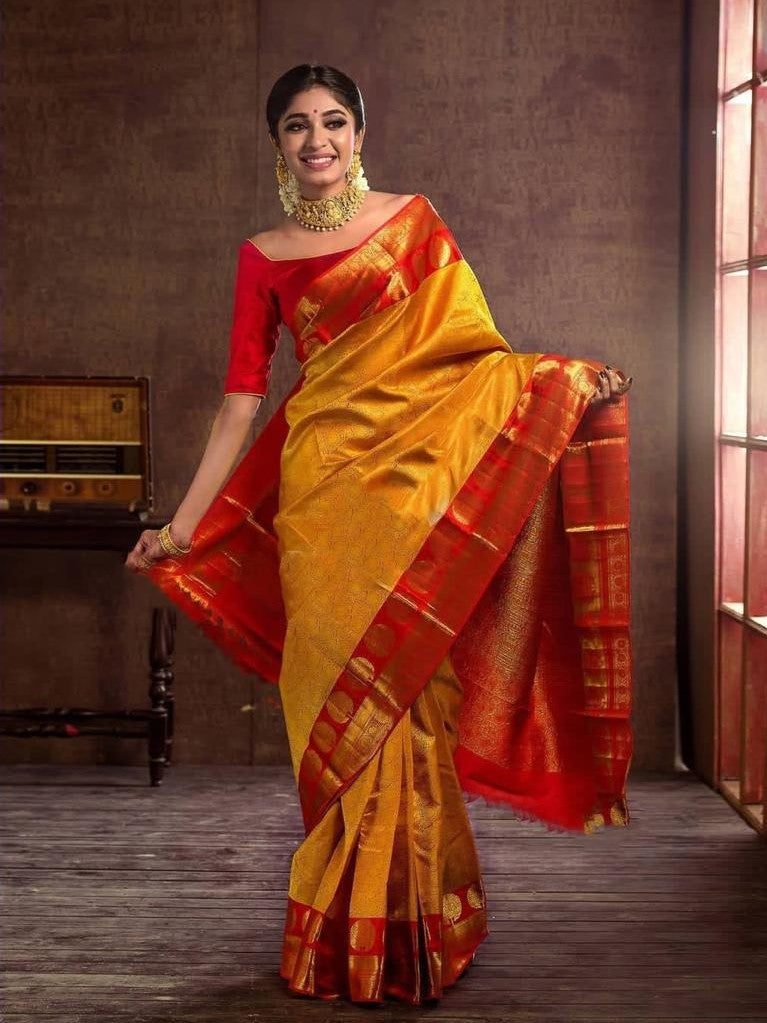 Semi Silk Kanjeevaram Elegant Design Saree
