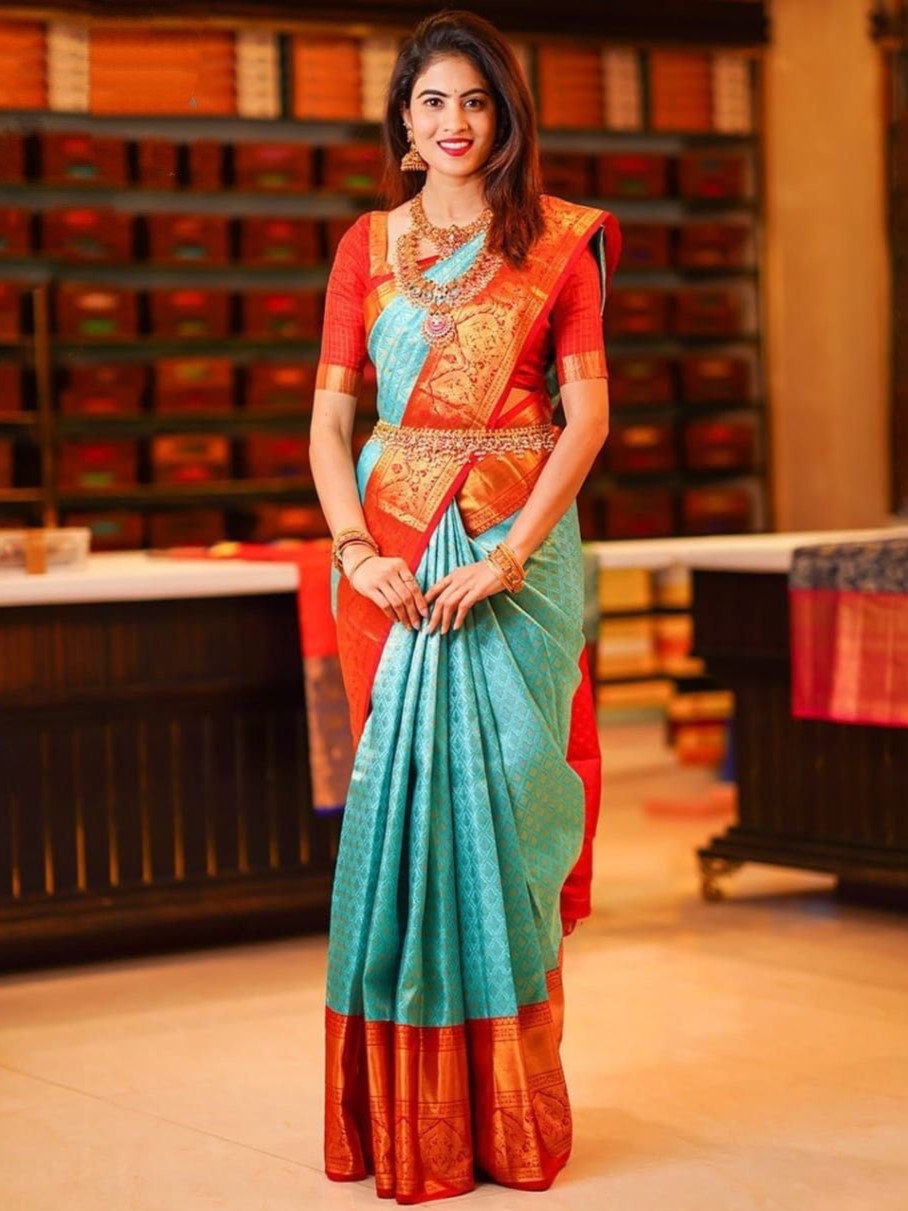 Semi Silk Kanjeevaram Elegant Design Saree