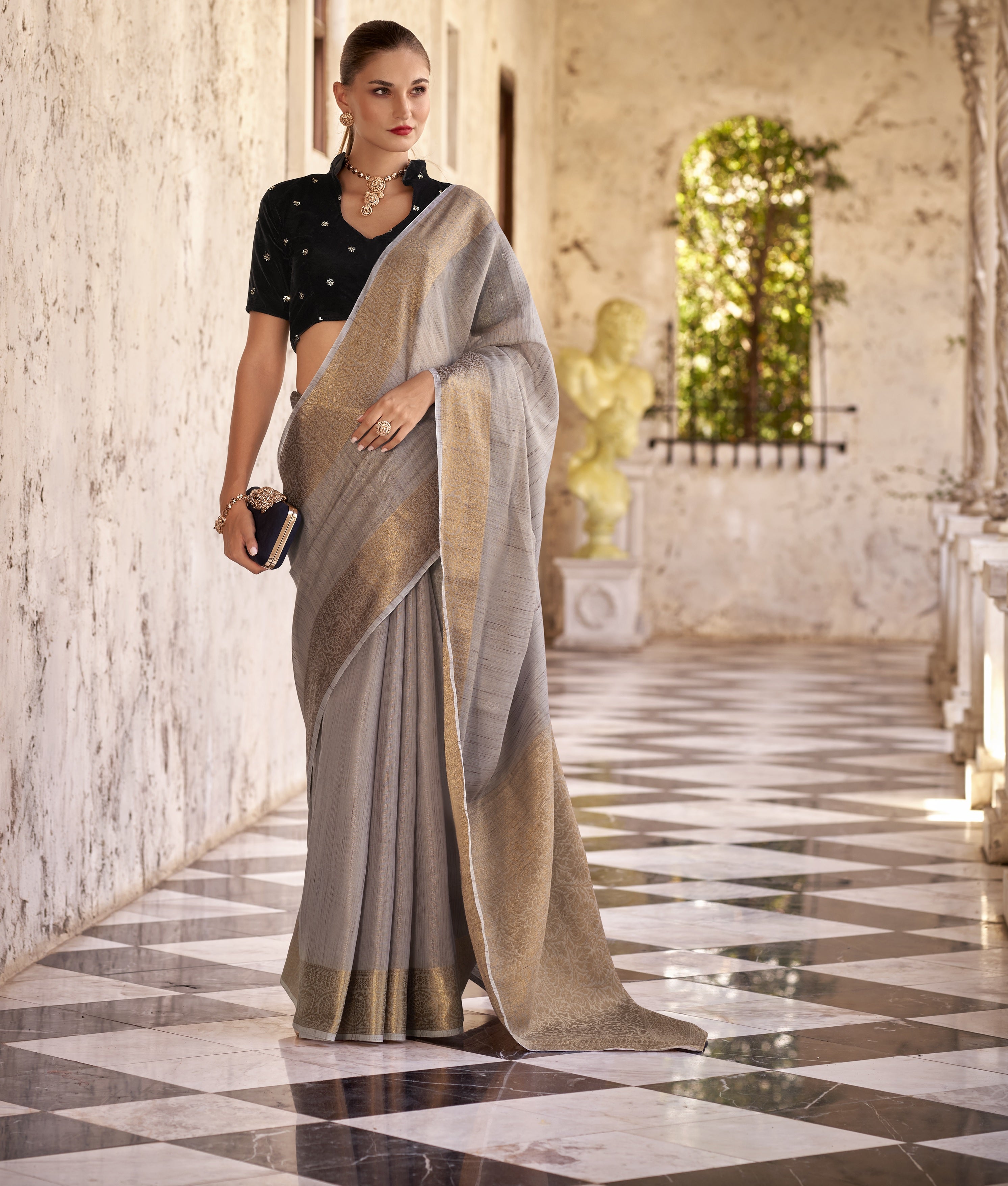Unveiling the Grace of Tissue Linen Saree A Perfect Blend of Tradition & Elegance