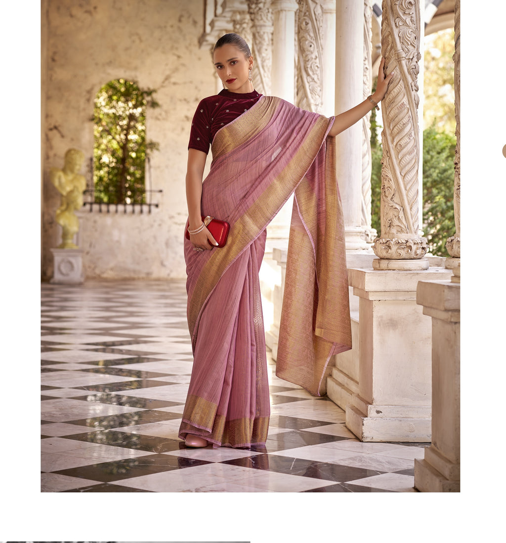 Unveiling the Grace of Tissue Linen Saree A Perfect Blend of Tradition & Elegance