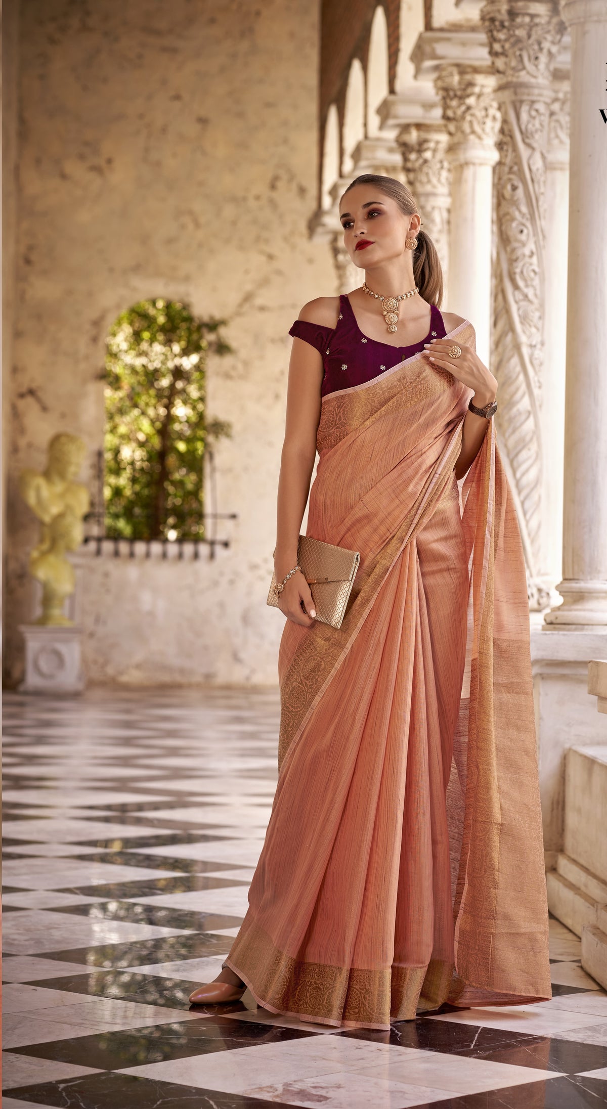 Unveiling the Grace of Tissue Linen Saree A Perfect Blend of Tradition & Elegance