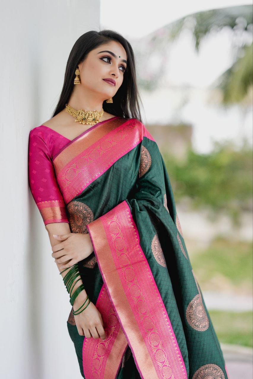 Semi Silk Kanjeevaram Elegant Design Saree