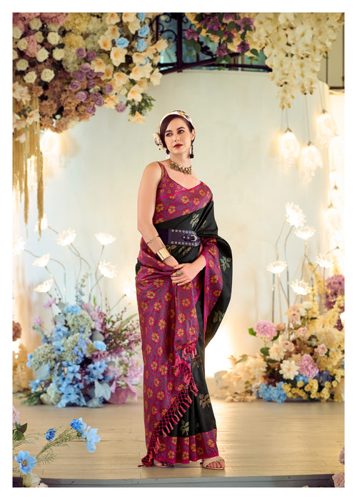 Buy Elegant Soft Silk Saree with Ikkat Border A Perfect Fusion of Tradition & Style