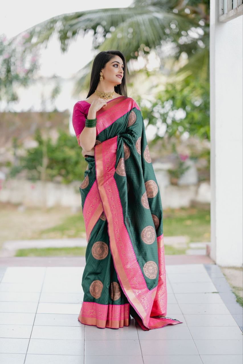 Semi Silk Kanjeevaram Elegant Design Saree