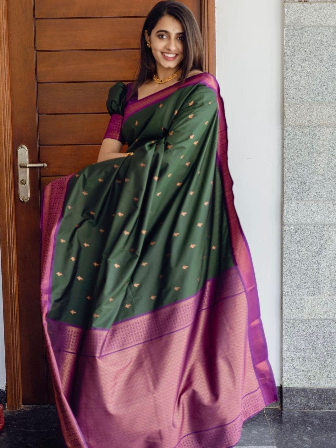 Semi Silk Kanjeevaram Elegant Design Saree