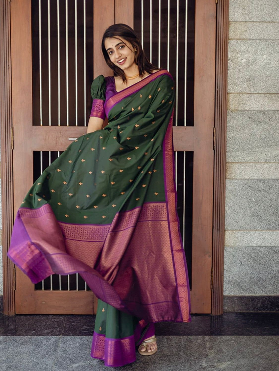 Semi Silk Kanjeevaram Elegant Design Saree