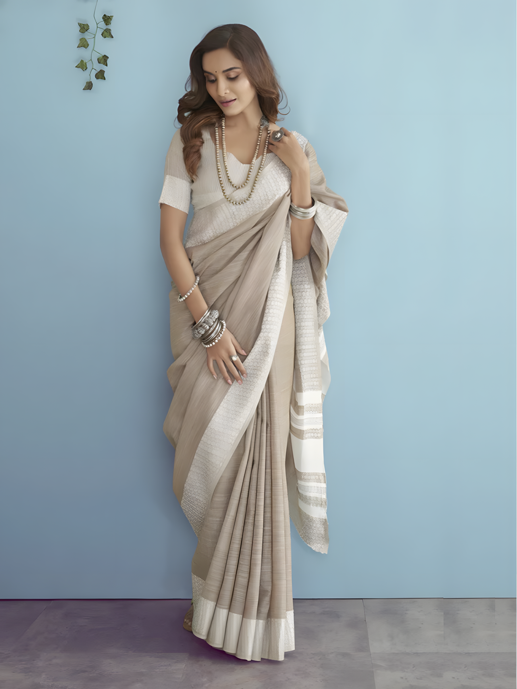 But Elegant Soft Linen Silk Chikankari Weaved Border Saree Timeless Craftsmanship & Luxury