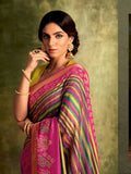 Multicolour Brasso Chiffon Saree with Desginer Blouse