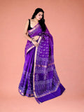 Jamuni Phool Hand Block Printed Maheshwari Silk Saree 1067