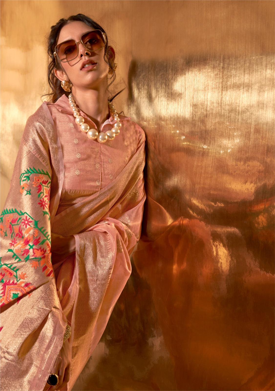 Buy Zari Tissue Saree with Heavy Paithani Pallu A Majestic Blend of Tradition and Luxury