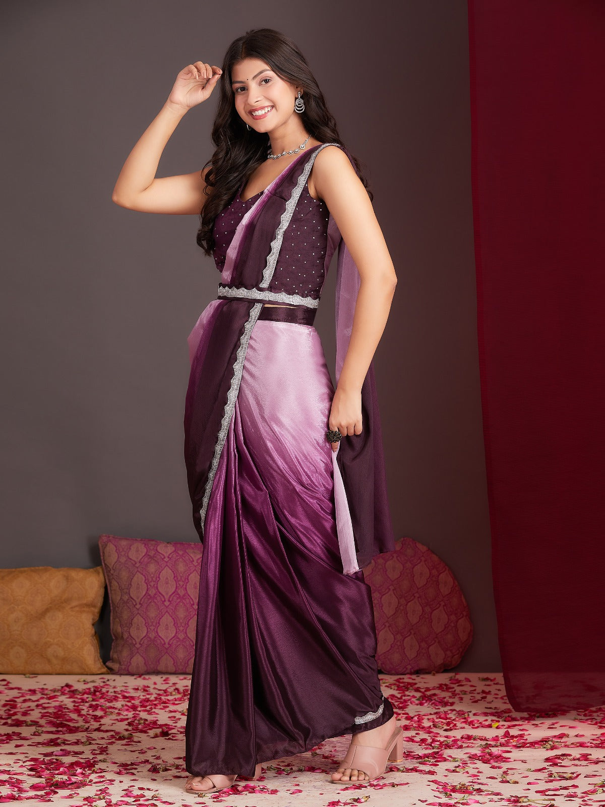 Buy Stunning Ombre Saree with Belt Modern Elegance Meets Traditional Charm