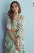 Buy Elegant Soft Linen Silk Chikankari Weaved Border Saree Timeless Craftsmanship & Luxury