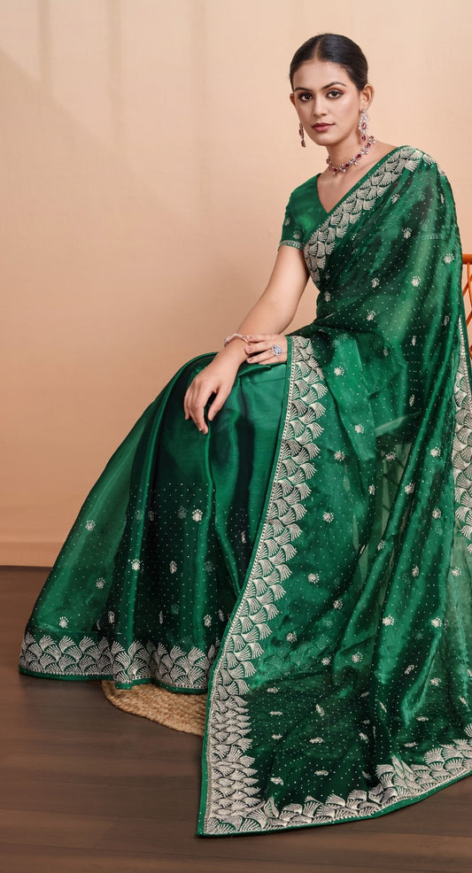 Buy Blooming Burberry with Grand C-Pallu Zari Embroidery Saree A Timeless Elegance