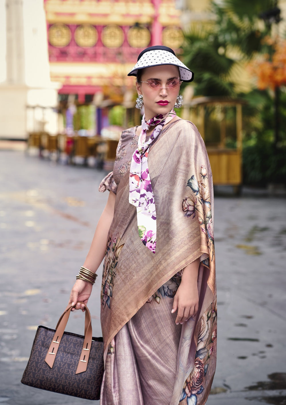 Buy Elegant Pure Satin Silk Saree with Designer Digital Print A Fusion of Tradition & Modern Art