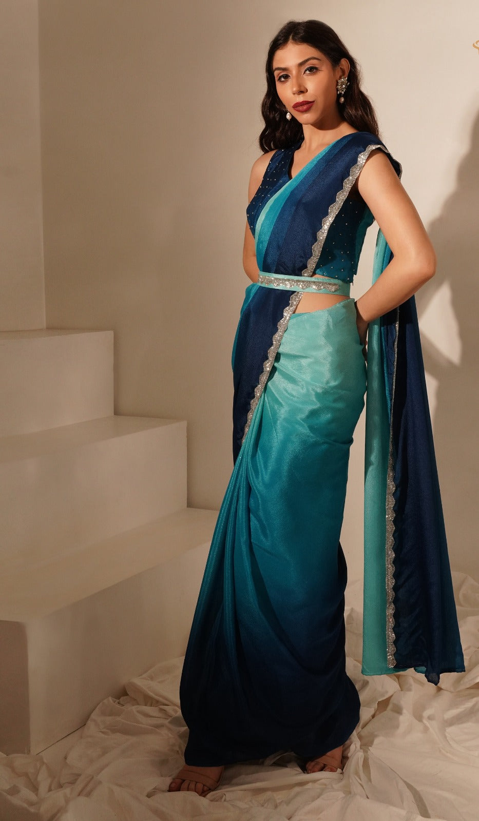 Buy Stunning Ombre Saree with Belt Modern Elegance Meets Traditional Charm