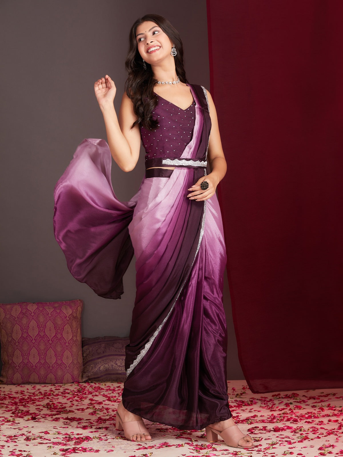 Buy Stunning Ombre Saree with Belt Modern Elegance Meets Traditional Charm