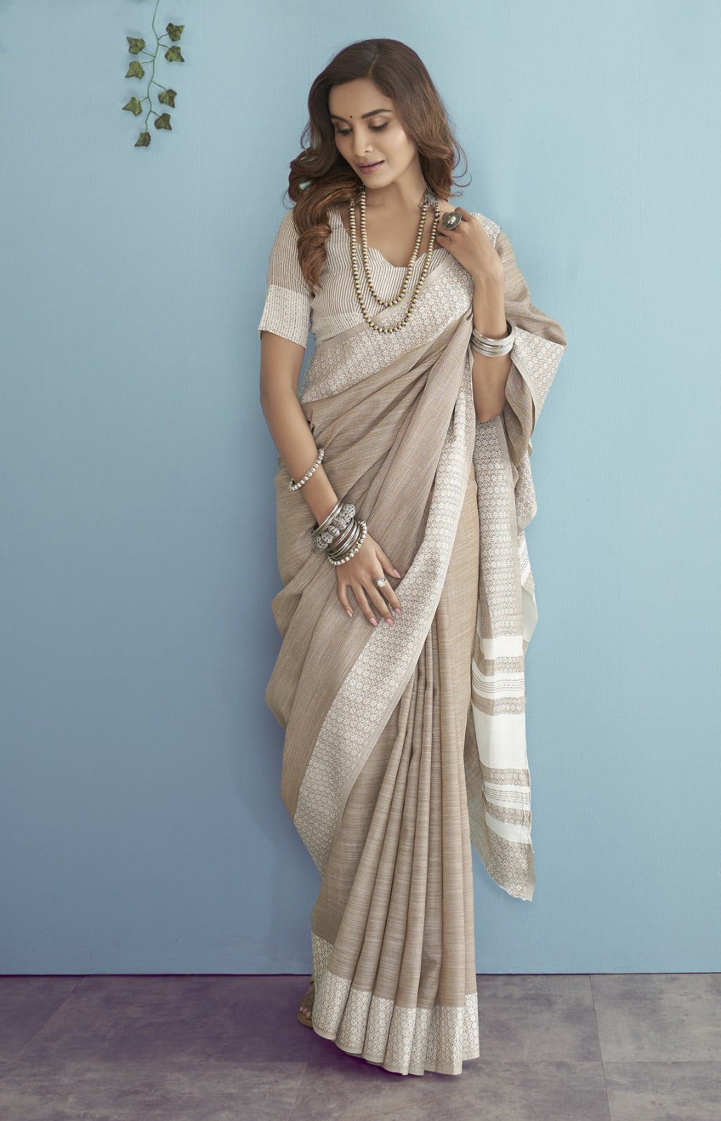 But Elegant Soft Linen Silk Chikankari Weaved Border Saree Timeless Craftsmanship & Luxury