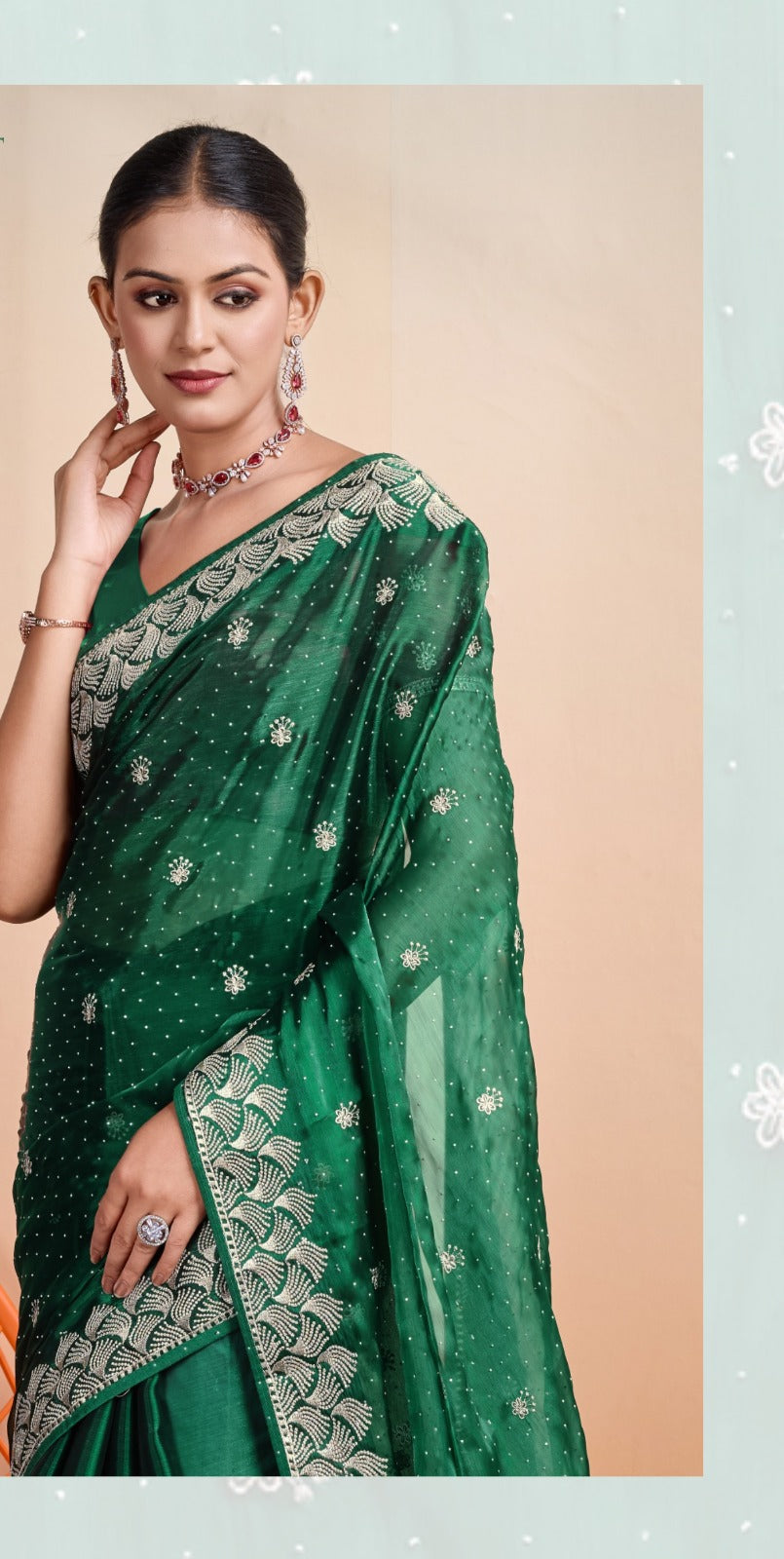 Buy Blooming Burberry with Grand C-Pallu Zari Embroidery Saree A Timeless Elegance
