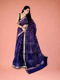 Neel-Baigani Hand Block Printed Maheshwari Silk Saree 1076