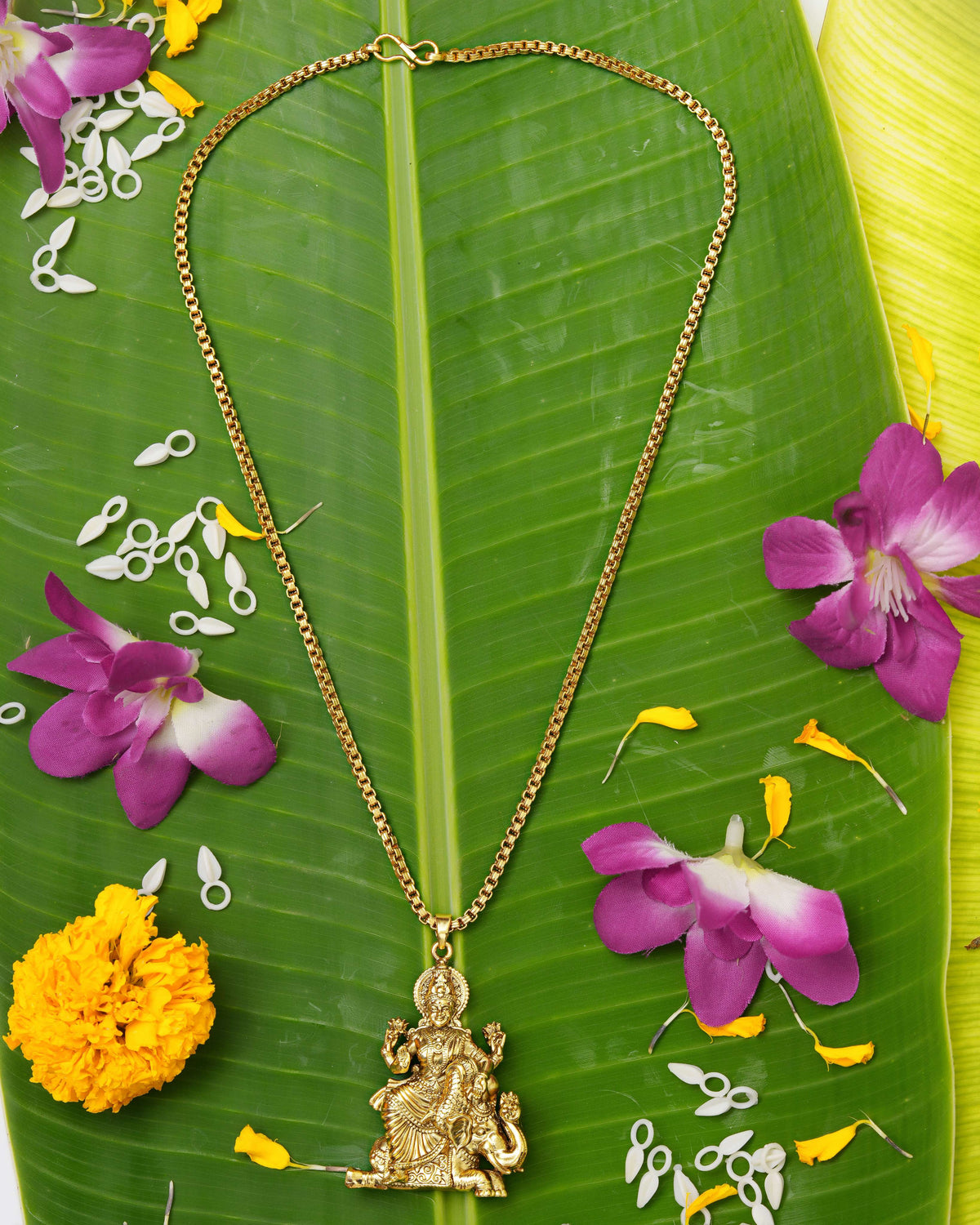 The Ramayana Royal Heritage Collection – Gold-Plated Gaja Lakshmi / Sita Swaroop Prosperity Pendant Necklace