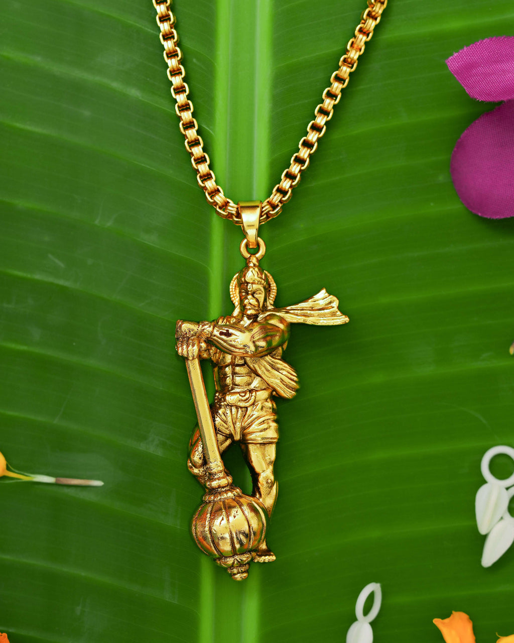 The Ramayana Collection Gold-Plated Lord Hanuman Gada Pendant & Chain