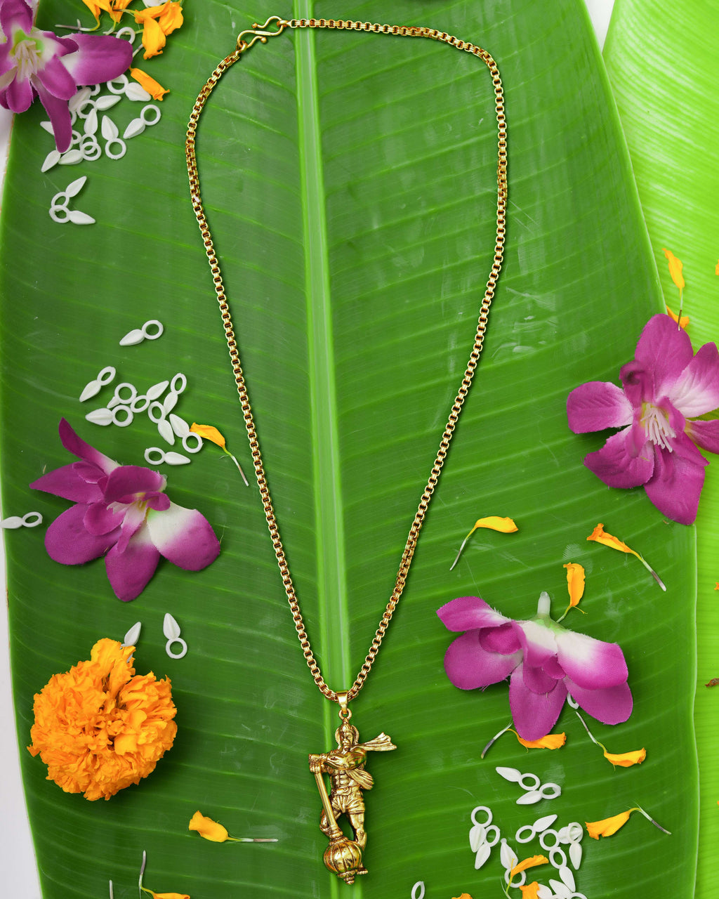 The Ramayana Collection Gold-Plated Lord Hanuman Gada Pendant & Chain