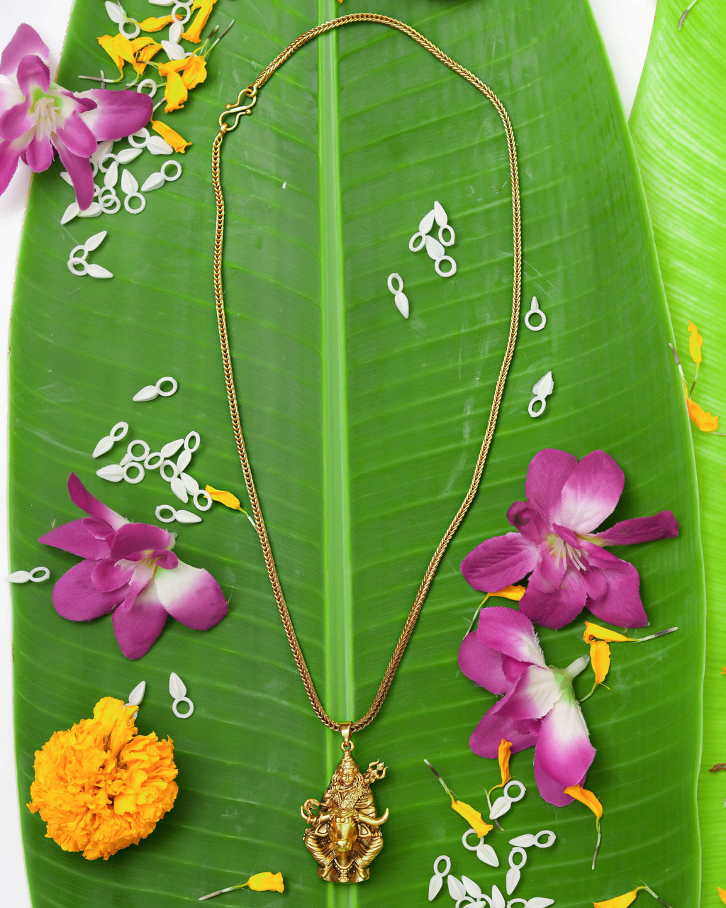 The Ramayana & Mahadev Collection Gold-Plated Lord Shiva on Nandi Pendant & Chain