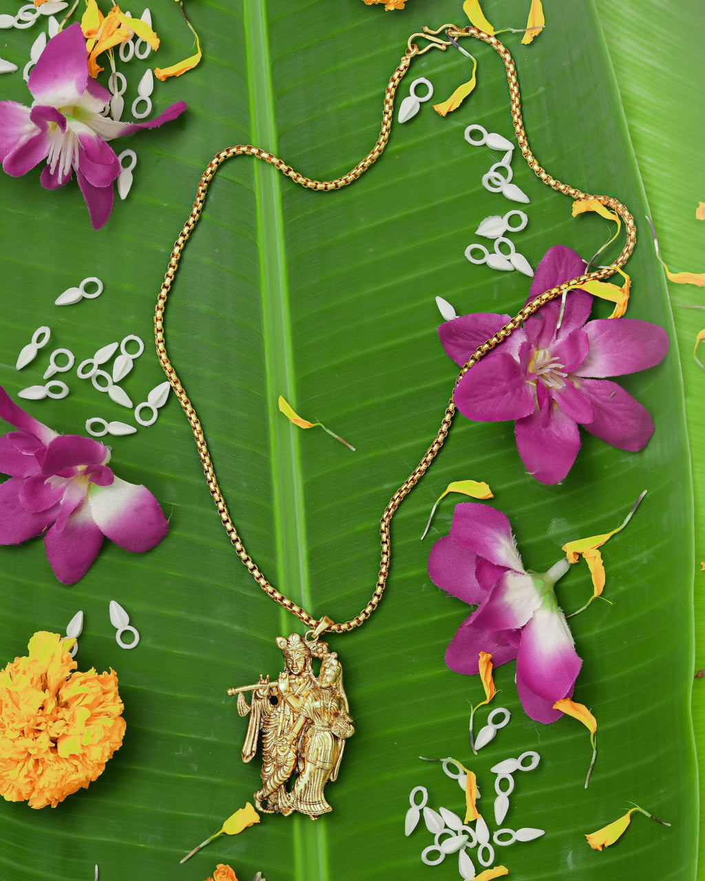 The Sacred Epics Collection Gold-Plated Radha Krishna Divine Love Pendant & Chain
