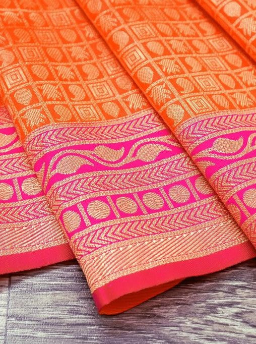 Semi Silk Kanjeevaram Elegant Design Saree