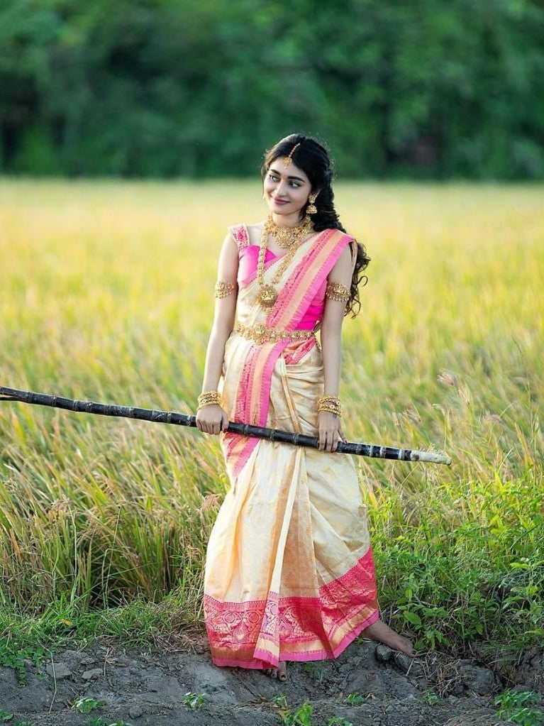 Semi Silk Kanjeevaram Elegant Design Saree