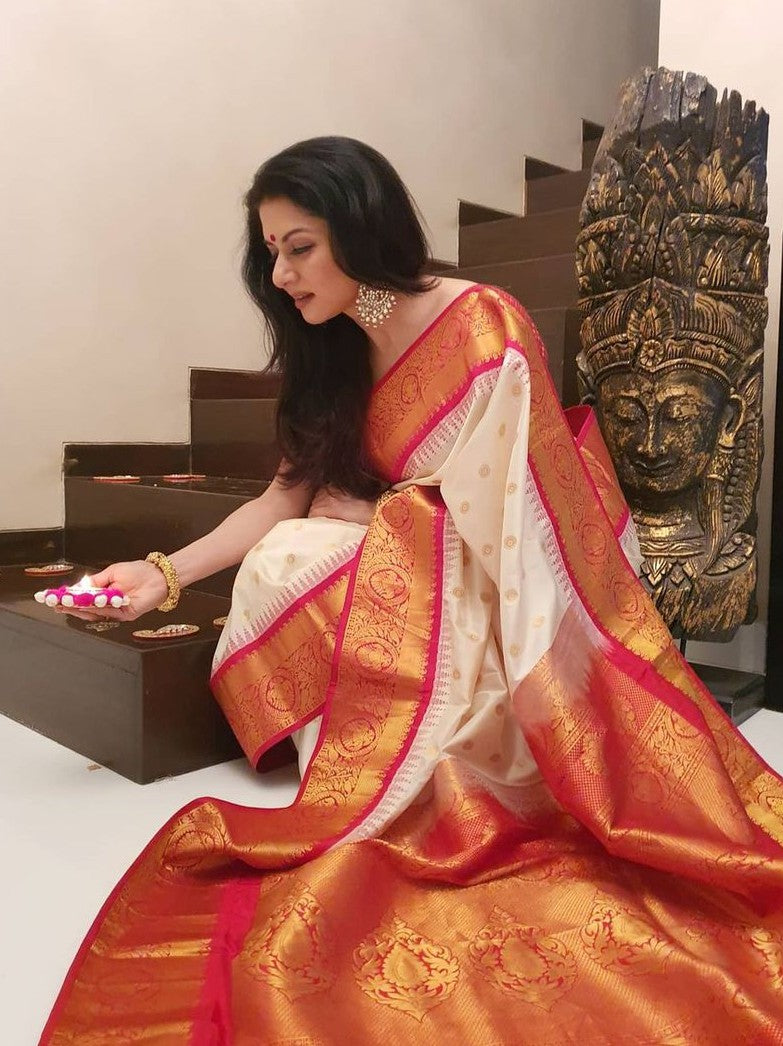 Semi Silk Kanjeevaram Elegant Design Saree