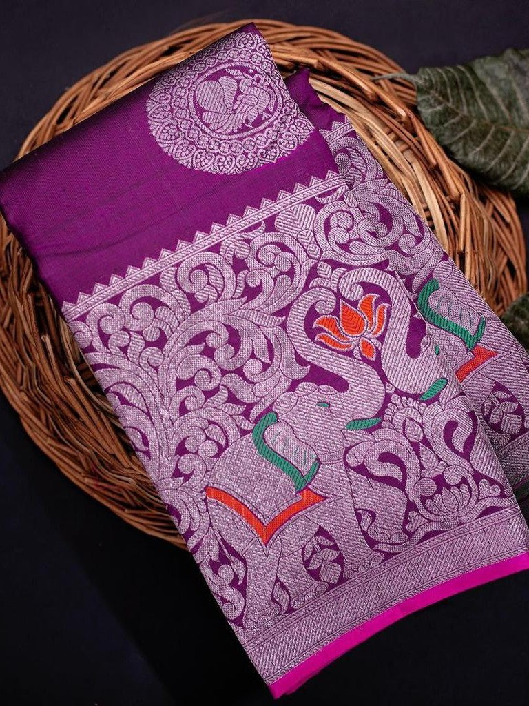 Semi Silk Kanjeevaram Elegant Design Saree