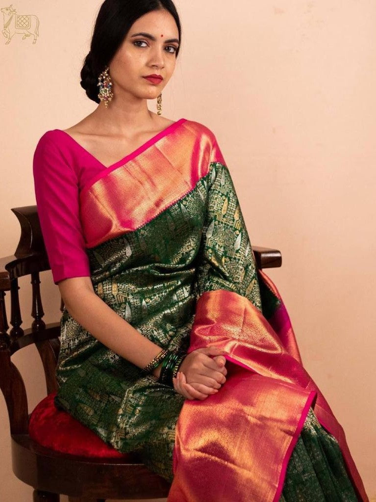 Semi Silk Kanjeevaram Elegant Design Saree