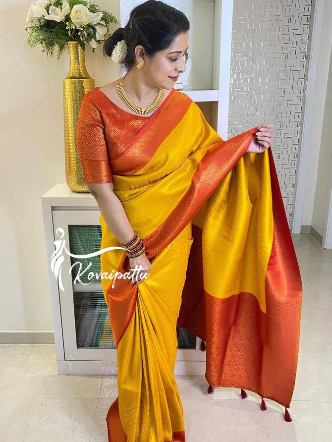 Semi Silk Kanjeevaram Elegant Design Saree