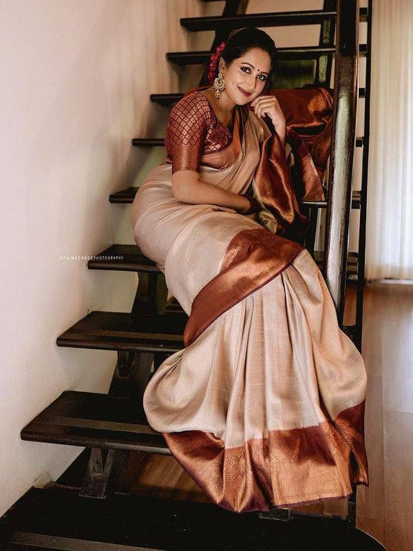 Semi Silk Kanjeevaram Elegant Design Saree